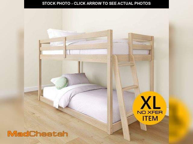 Lot 74-12660942 - Grain &amp; Grove Bear Twin Over Twin Bunk Bed, Low Bunk Bed Frame for Kids, Bunk with Ladder, Guard...