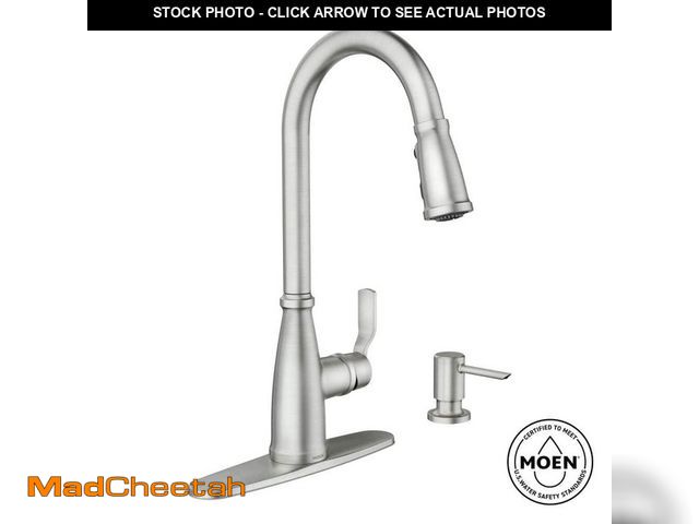 Lot 74-13091263 - MOEN Nolia Single Handle Pull-Down Sprayer Kitchen Faucet with Reflex and PowerBoost in Spot Resist ...