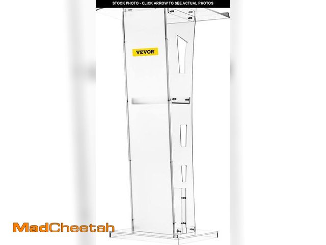 Lot 74-12449178 - VEVOR Acrylic Podium 45" Tall Plexiglass Podium 26.8"x15" Table Acrylic Pulpits for Churches with 8 ...