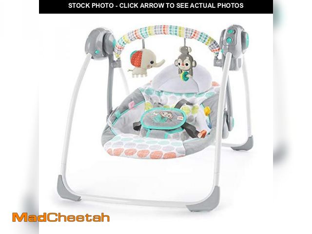 Lot 74-12365816 - Bright Starts Portable Automatic 6-Speed Baby Swing with Adaptable Speed, Taggies, Music, Removable-...