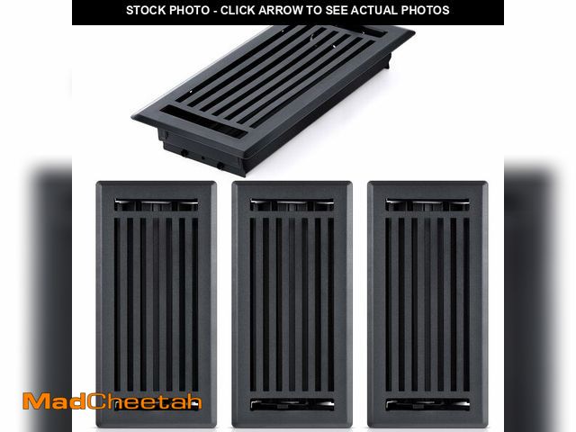Lot 74-12705681 - Shimeyao 4 Pcs 4Ã¢â¬Â x 10Ã¢â¬Â Floor Register Black Heavy Duty Metal Steel Vent Covers and Wall...