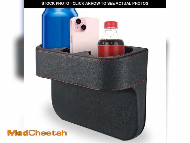 Lot 74-14428209 - KITUREK Car Cup Holder, PU Leather Cover Auto Front Seat Organizer, Black - UNUSED