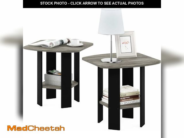 Lot 74-14349442 - Furinno SIMPLE DESIGN Side Table Set of 2, 2-Tier Modern End Table with Soft Edges, Open Shelves Nig...