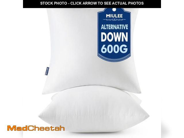 Lot 74-12218552 - MIULEE Throw Pillows Inserts, Pack of 2 20x20 Inch 100% Virgin Fiber Filling Bed Couch Pillows - UNU...
