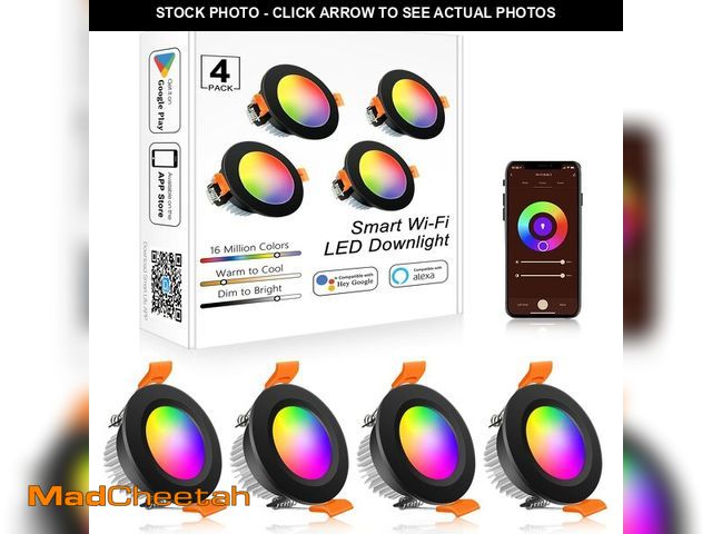 Lot 74-14215524 - YGS-Tech Smart 2 Inch Recessed Lighting, WiFi LED Downlight 5W 120V, Compatible with Alexa and Googl...