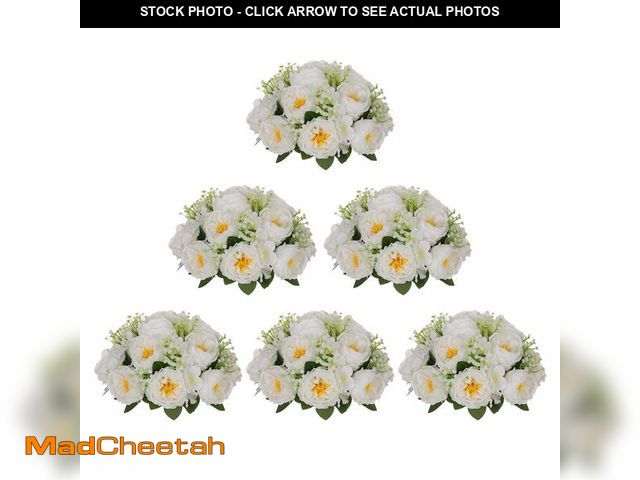 Lot 74-12451417 - BLOSMON Flower Balls for Wedding Centerpieces: 6pc 11.8 Inch White Rose Babys Breath Artificial Flor...