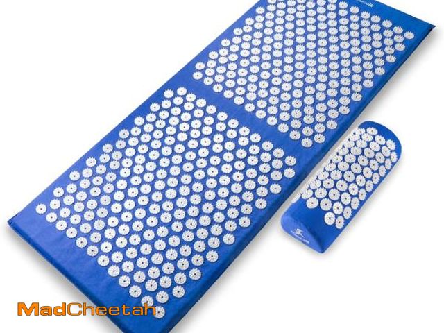 Lot 74-12210953 - ProsourceFit Acupressure Mat and Pillow Set for Back/Neck Pain Relief and Muscle Relaxation, XL - Bl...