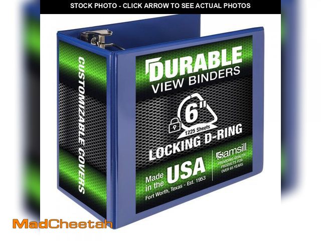 Lot 74-12312515 - Samsill Durable 6 inch 3 Ring Binder, Made in USA, Locking D Ring FSC 100% Recycled Chipboard, Blue ...