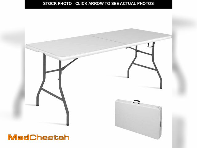 Lot 74-12669391 - (DAMAGE ON CORNER) 6' Folding Table Portable Plastic Indoor Outdoor Picnic Party Dining Camp Tables ...