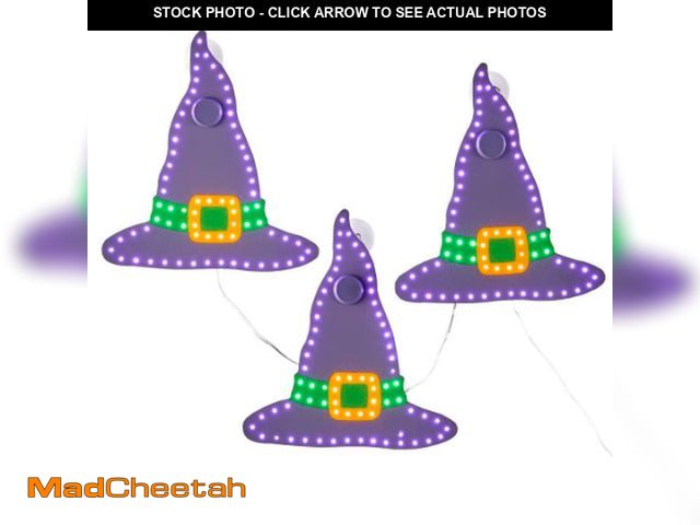 Lot 74-12851764 - Home Accents Holiday 10 in TWINKLING LED Witch Hats - 3-Pack - UNUSED