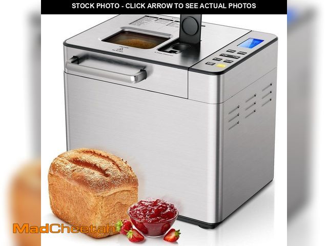 Lot 74-12558163 - SIMZLIFE 2 lb. Stainless Steel Premium Silver Bread Maker with Fruit Nut Dispenser, Nonstick Ceramic...