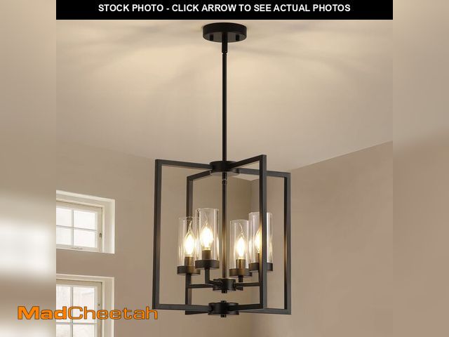 Lot 74-14294339 - ALZWDHZ Black Chandeliers for Dining Room, 4-Light Entryway Chandelier for Foyer, 15.7" Hanging Kitc...