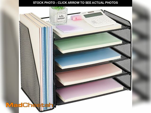 Lot 74-13963992 - OPNICE Desk Organizer, 5-Tier Paper Organizer Letter Tray with Magazine Holder, Office Desk Accessor...