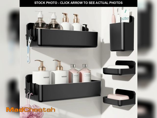 Lot 74-14051097 - Nieifi Adhesive Wall Shelf, Shower Shelves 5 Pack with Soap Holder, Shower Organizer for Bathroom Or...