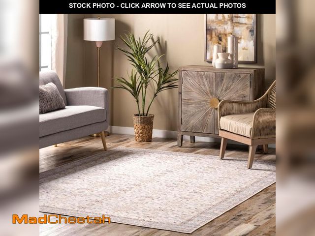 Lot 74-12098398 - nuLOOM Gemma Machine Washable Transitional Floral Area Rug, 4' x 6', Beige, Rectangular, 0.15" Thick...
