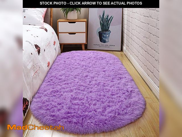 Lot 74-12308592 - junovo Washable, Non-Slip Area Rug,Oval Fluffy Ultra Soft Area Rugs for Bedroom Plush Shaggy Carpet ...