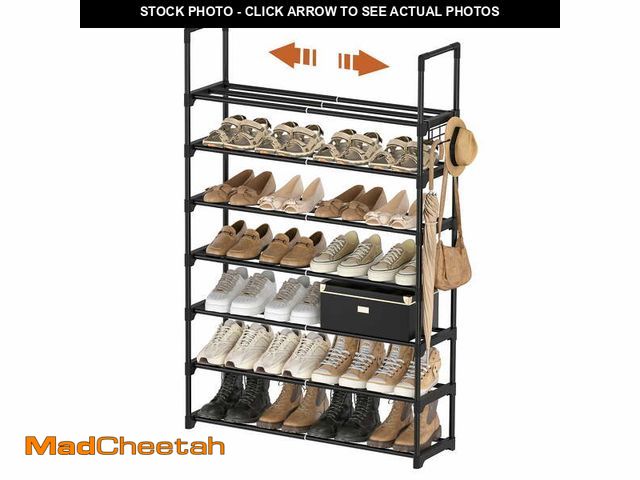 Lot 74-13815763 - BGTREND 7-Tier Expandable Shoe Rack, Adjustable Metal Shoe Organizer Shelf for Closet Hallway Entryw...