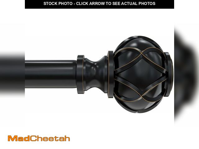 Lot 74-12325241 - Curtain Rod Single Curtain Rods Gold/Black/Silver 1 Inch Window Curtain Rods with Modern Finials Adj...