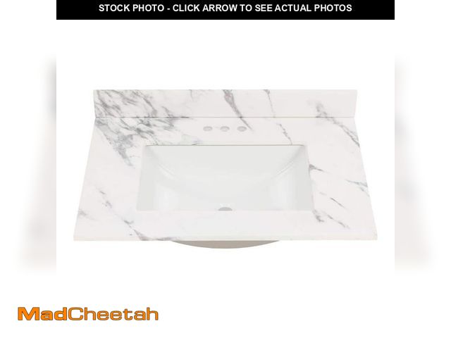 Lot 74-13604984 - Home Decorators Collection 31 in. W x 22 in. D Engineered Stone Composite White Rectangular Undermou...