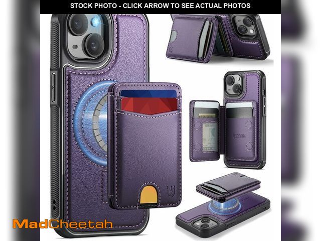 Lot 74-14065891 - Usroom for iPhone 14 Wallet Case Compatible with Magsafe, Magnetic RFID Blocking Card Holder Kicksta...
