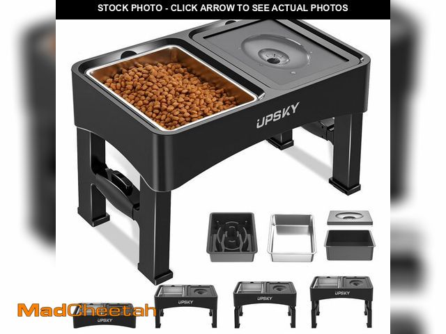 Lot 74-14273607 - UPSKY 3-in-1 Elevated Dog Bowls Slow Feeder, Adjustable Stand, Stainless Steel Food &amp; No Spill P...