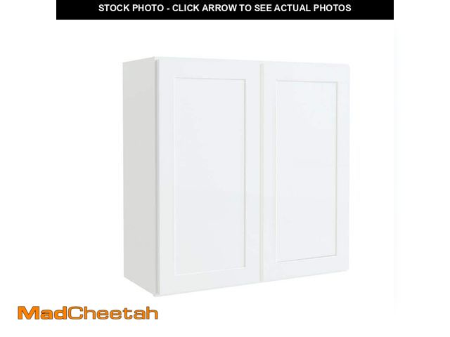 Lot 74-13286933 - Hampton Bay Courtland 30 in. W x 12 in. D x 18 in. H Assembled Shaker Wall Kitchen Cabinet in Polar ...