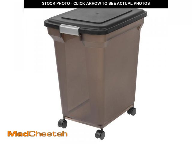 Lot 74-12152871 - IRIS USA 58 Lbs / 67 Qt WeatherPro Airtight Pet Food Storage Container with Attachable Casters  for ...