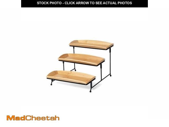 Lot 74-12704040 - (SOME DAMAGE) Nature's Kitchen Bamboo Wood Serving Tray Set for Dessert Coffee Appetizers, 3 Pack of...