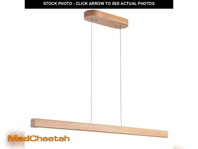 Lot 74-12243853 - YISDESIGN 71" 40W Wood Linear Pendant Light Fixture Led Dining Room Light Dimmable Hanging Light Fix...