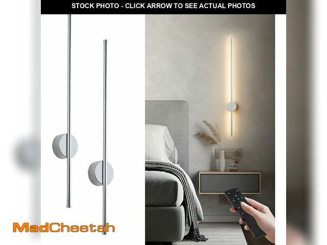 Lot 74-13696336 - Battery Operated Modern Wall Sconces, Dimmable Wireless Wall Light Set of Two with Remote Control, 3...