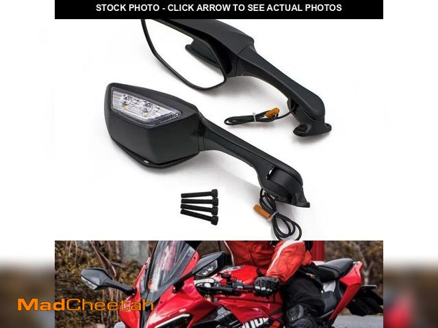 Lot 74-12439776 - Motorcycle Mirrors With Turn Signals Rearview Side Mirror Adjustable Compatible with KAWASAKI ZX6R Z...