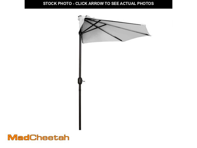 Lot 74-12746317 - WESTIN OUTDOOR Fiji 9 ft. Outdoor Patio Half-Round Market Umbrella with Crank Lift in White - UNUSED