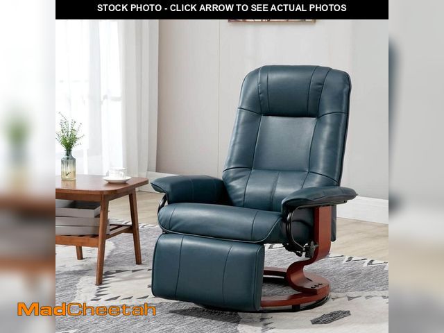 Lot 74-14290844 - HOMCOM Blue Faux Leather Adjustable Swivel Lounge Chair Set of 1 with Footrest Armrest and Wrapped W...