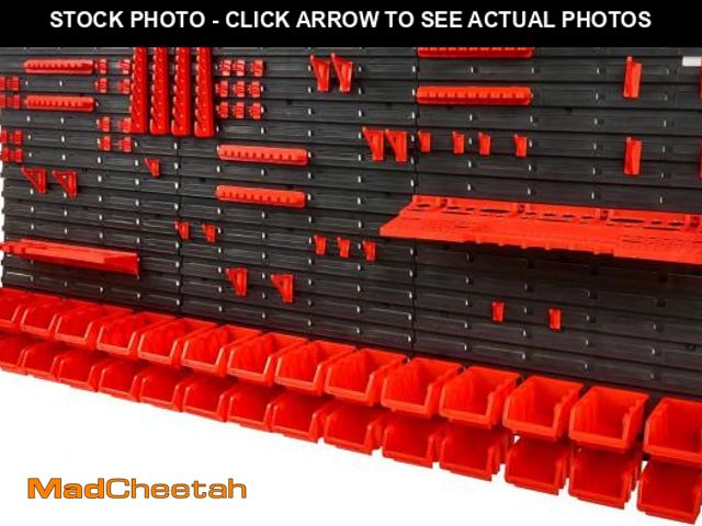 Lot 74-12098613 - VEVOR Wall Mounted Storage Rack System, 30-Bin Parts Rack Organizer with Wall Panels/Tool Holders/Ho...