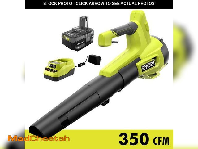 Lot 74-12798900 - (MISSING BATTERY,CHARGER) RYOBI ONE+ 18V 100 MPH 350 CFM Cordless Battery Variable Speed Jet Fan Lea...