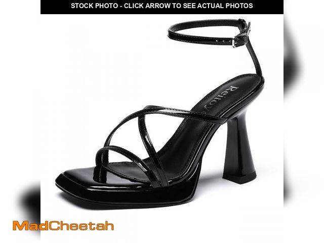 Lot 74-12312210 - Reitoye Black Heels for Women Platform High Chunky Heels Square Open Toe Heeled Sandals Ankle Strap ...