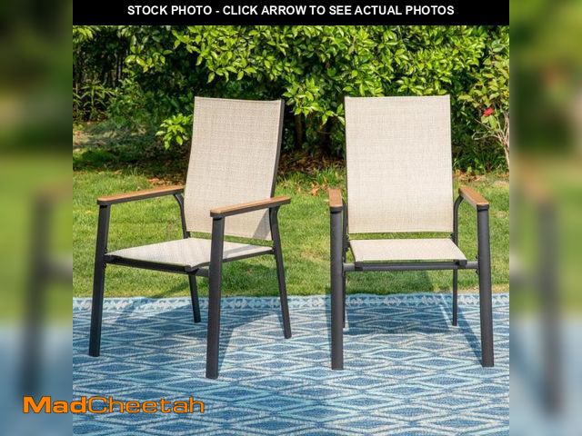 Lot 74-12192809 - PHI VILLA Black Stackable Lightweight Aluminum Patio Outdoor Dining Chair (2-Pack) - UNUSED
