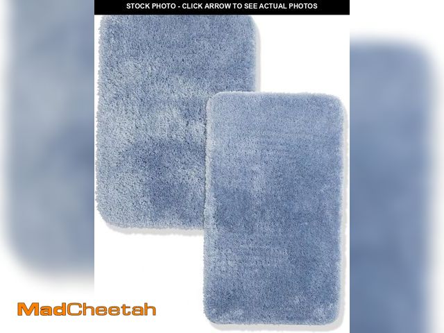 Lot 74-12137887 - Mohawk Home Goliath Machine Washable Bath Mat Set: 17" x 24", 20" x 34" Diamond Blue - UNUSED