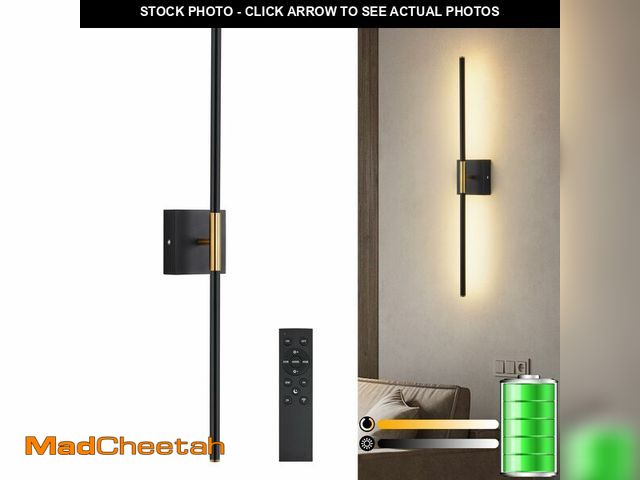 Lot 74-13576925 - ZEBALINE Battery Operated LED Wall Sconces, 3000K-6000K Dimmable Rechargeable Wall Sconces with Remo...