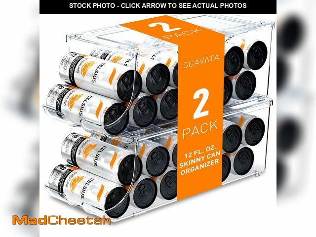 Lot 74-13574259 - SCAVATA 2 Pack Skinny Can Organizer for Refrigerator, Stackable Tall Skinny Soda Pop Can Holder Disp...