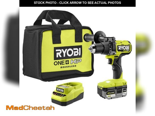 Lot 74-12676643 - RYOBI ONE+ HP 18V Brushless Cordless 1/2 in. Hammer Drill Kit 4.0 Ah HIGH PERFORMANCE Battery, Charg...
