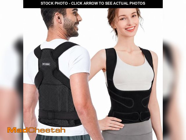 Lot 74-14208619 - Fit Geno Back Brace Posture Corrector for Women and Men, Shoulder Straightener, Adjustable Full Back...