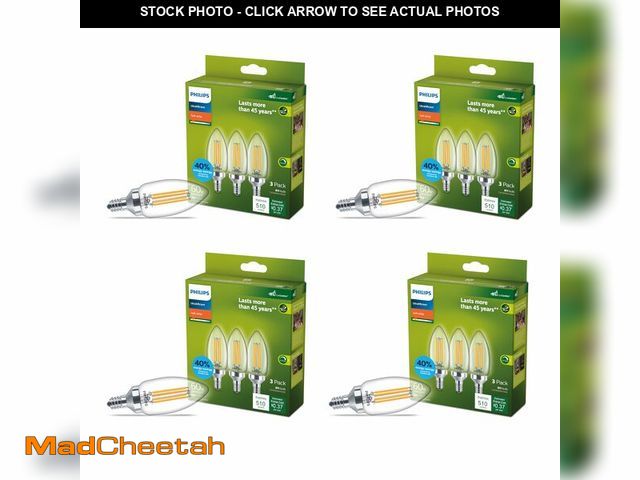 Lot 74-12440904 - Philips LED 60W B11 12-Pack Ultra Efficient Soft White (2700K) 510 Lumen (3W = 60W) Dimmable Clear F...
