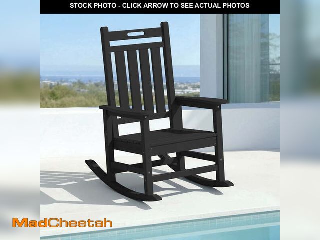 Lot 74-14353152 - LOYALICE HDPE Outdoor Rocking Chair for Porch Patio, All-Weather High Back Rocker with Wood-Grain Te...