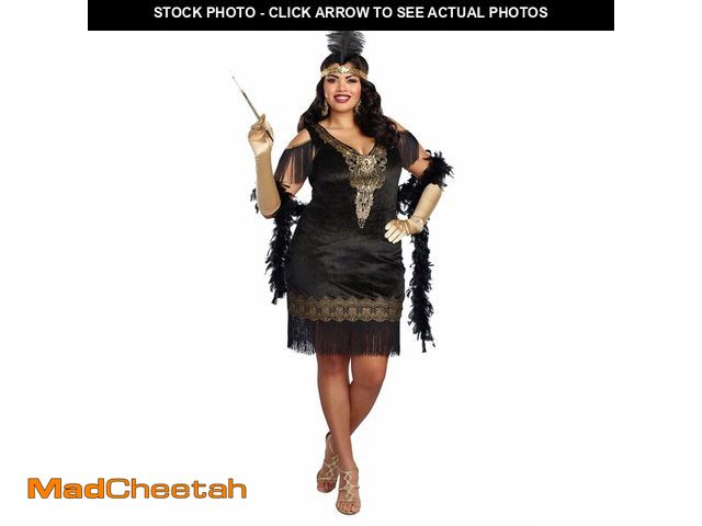 Lot 74-12700106 - Dreamgirl Adult Womens Plus Size Flapper Dress Costume, 20s Great Gatsby, Swanky Flapper Halloween C...