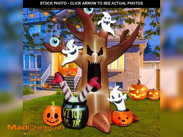 Lot 74-12697703 - 8 Ft Halloween Inflatables Outdoor Decorations - Outdoor Spooky Halloween Tree with Blow up Ghosts, ...