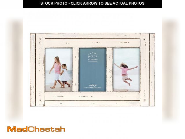 Lot 74-12219813 - Prinz Homestead 3-Picture Frame, 4 x 6 Distressed White Wood Frame, Rustic 4 x 6 Picture Frame, Two-...