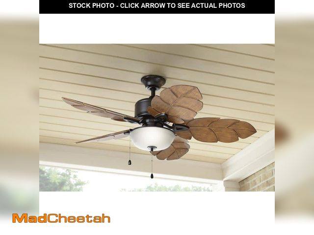 Lot 74-13496738 - Home Decorators Collection Palm Cove 52 in. Indoor/Outdoor LED Natural Iron Ceiling Fan with Light K...