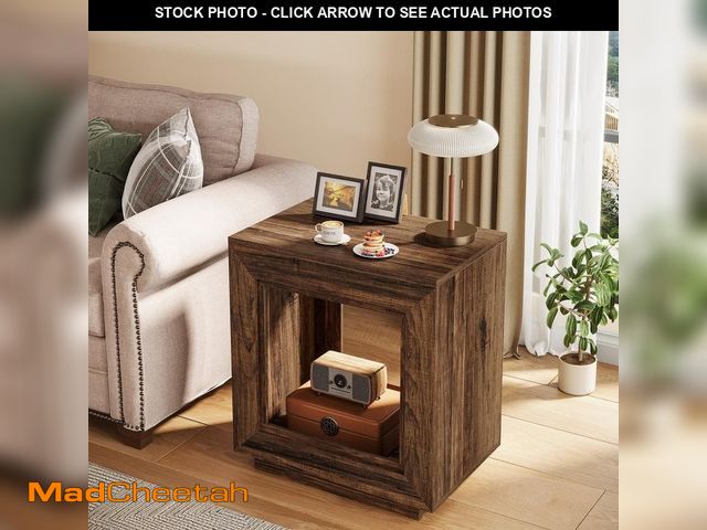Lot 74-14394993 - Kerlin 23.62 in. Walnut Rectangular Wood End Table, Nightstand Bedside Table With Storage - UNUSED
