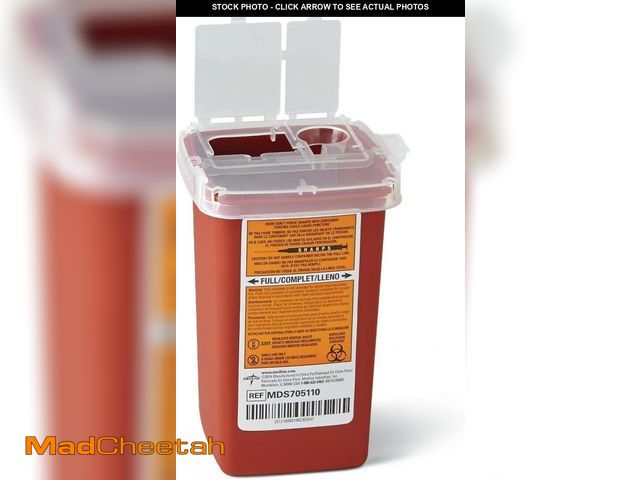 Lot 74-12396823 - Medline Phlebotomy Sharps Container - Biohazard Needle Disposal Solution, 1 Quart - Safe, Efficient,...